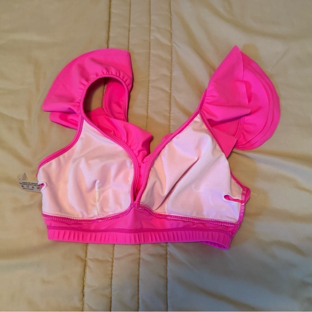 Vibrant Pink Ruffled Bikini Top - Picture 5 of 7